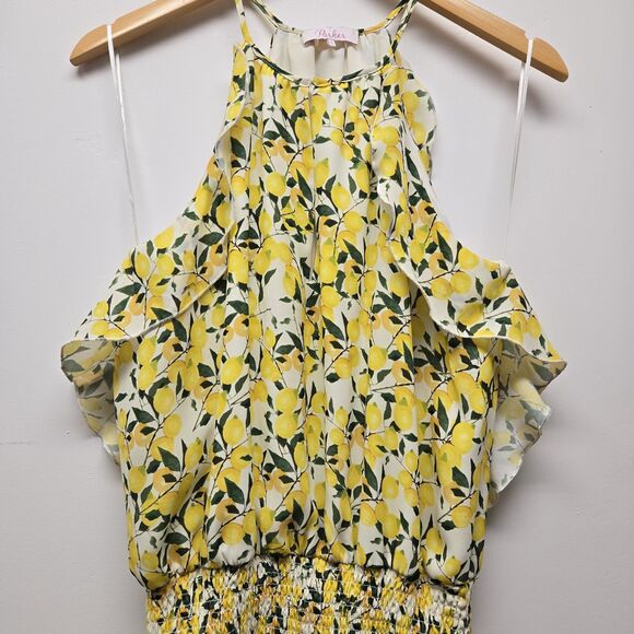 Parker Lemon Limon Mini Sun Dress Sz Small Ruffles Italy Vacation Resort Amalfi - Picture 4 of 11